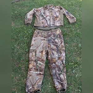 Men's Camouflage Hunting Jacket and Pants Set - Realtree-Style Camo